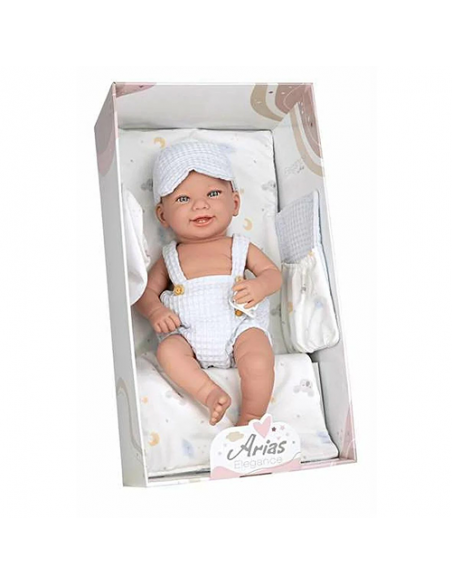 Arias Elegance 42 cm Zoe Blue with Changing Mat and Bib (Vinyl Body, Boy) – 65372 Arias Toys