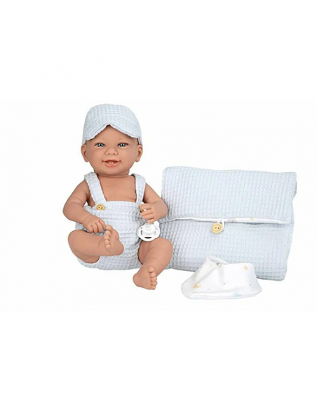 Arias Elegance 42 cm Zoe Blue with Changing Mat and Bib (Vinyl Body, Boy) – 65372 Arias Toys