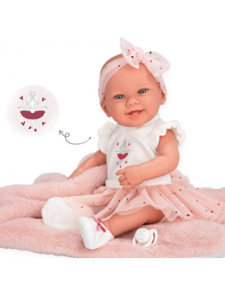 Arias Elegance Doll 42 cm Zoe Ballerina Pink with Cushion (Vinyl Body, Girl) – 65395 Arias Toys