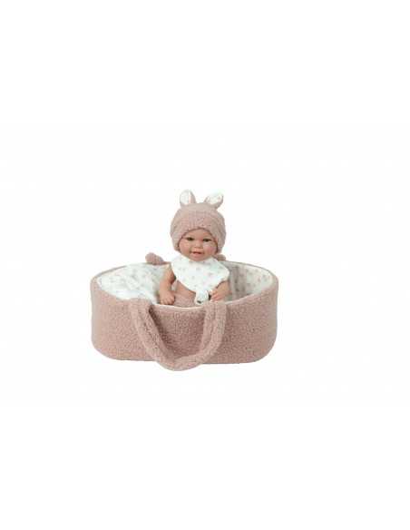 Arias Elegance Doll 33 cm Babyto Pink with Carrycot (Vinyl Body, Girl) - 60973 Arias Toys