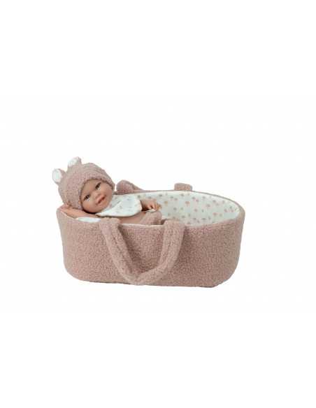 Arias Elegance Doll 33 cm Babyto Pink with Carrycot (Vinyl Body, Girl) - 60973 Arias Toys
