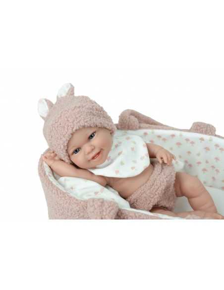 Arias Elegance Doll 33 cm Babyto Pink with Carrycot (Vinyl Body, Girl) - 60973 Arias Toys