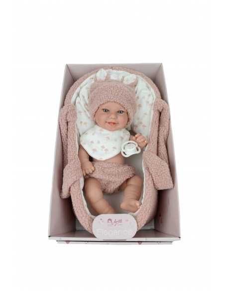 Arias Elegance Doll 33 cm Babyto Pink with Carrycot (Vinyl Body, Girl) - 60973 Arias Toys