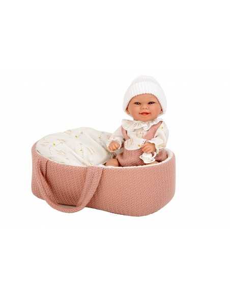Arias Elegance Doll 33 cm Babyto Pink with Carrycot (Vinyl Body, Girl) - 60729 Arias Toys