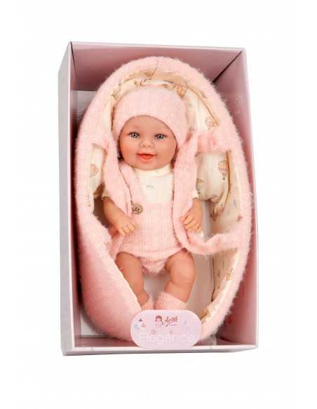 Arias Elegance Doll 33 cm Gadi Pink with Carrycot (Vinyl Body, Girl) - 60889 Arias Toys