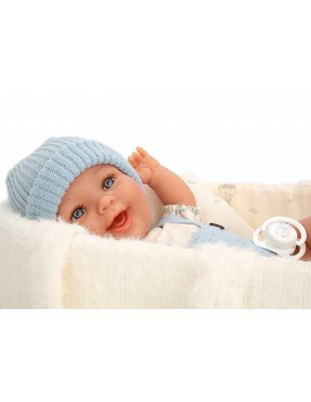 Arias Elegance Doll 33 cm Gadi Blue with Carrycot (Vinyl Body, Boy) - 60893 Arias Toys