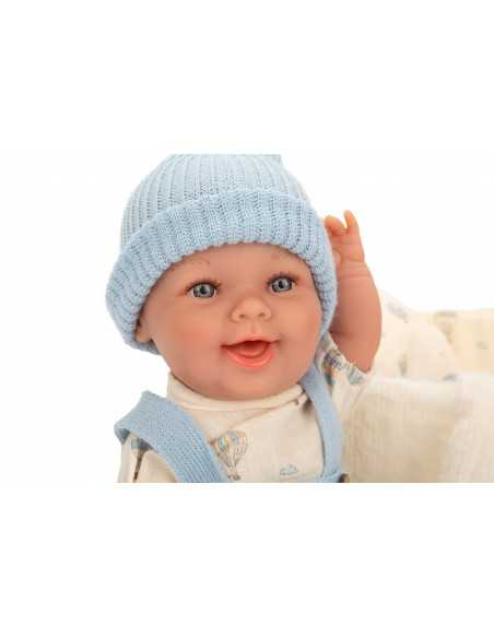 Arias Elegance Doll 33 cm Gadi Blue with Carrycot (Vinyl Body, Boy) - 60893 Arias Toys