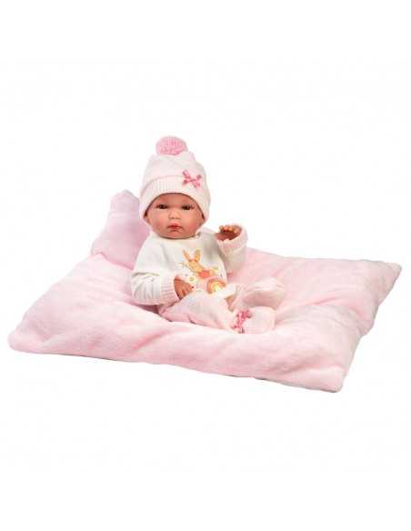 Llorens Doll 35cm – Newborn Baby Doll With Cushion - Pink (63508) Llorens Dolls