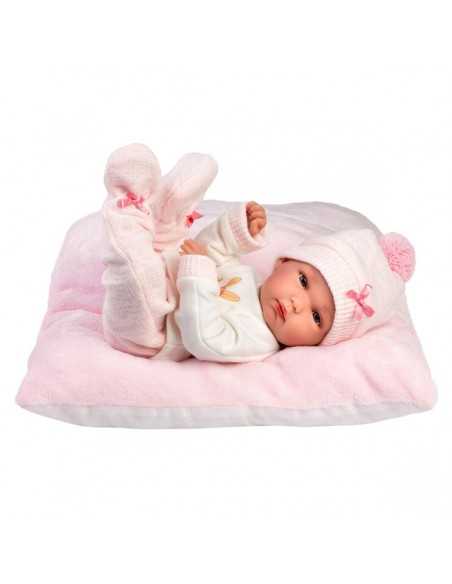 Llorens Doll 35cm – Newborn Baby Doll With Cushion - Pink (63508) Llorens Dolls
