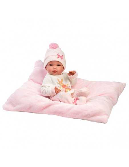 Llorens Doll 35cm – Newborn Baby Doll With Cushion - Pink (63508) Llorens Dolls