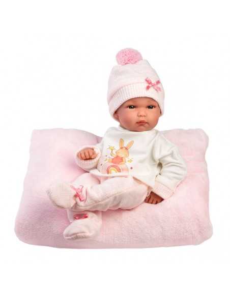 Llorens Doll 35cm – Newborn Baby Doll With Cushion - Pink (63508) Llorens Dolls