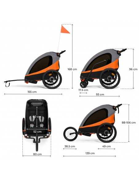 Kinderkraft NAVA 3in1 Bike Trailer for Kids-Orange kinderkraft
