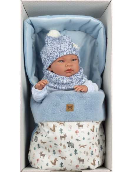 Llorens Doll 40cm – Newborn Nico with Sleeping Bag - Blue(73825) Llorens Dolls