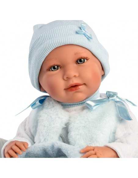 Llorens Dolls Crying Doll - Baby Doll Mimo with Light Blue Carrycot- Blue (74011) Llorens Dolls