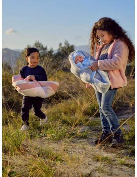 Llorens Dolls Crying Mimi Doll - Baby Doll with Light Pink Carrycot- Pink (74012) Llorens Dolls