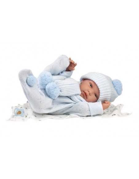 Llorens Doll 43cm- Newborn Baby Tino with Light Blue Bambi Blanket- Blue (84337) Llorens Dolls