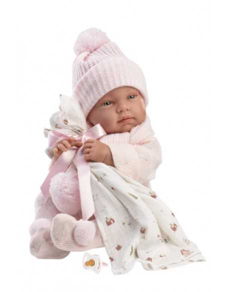 Llorens Doll 43cm- Newborn Baby Tina with Pink Bambi Blanket- Pink (84338) Llorens Dolls