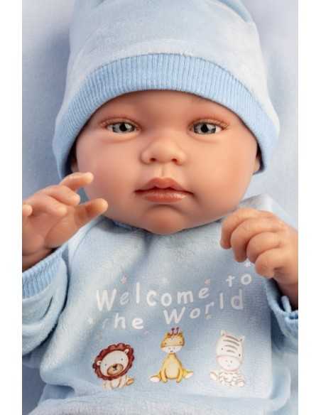 Llorens Doll 43cm- Newborn Baby Doll Tino with Cushion- Blue (84345) Llorens Dolls
