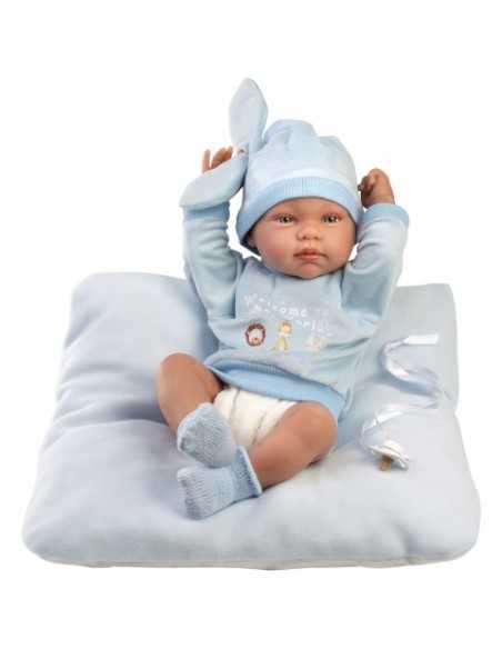Llorens Doll 43cm- Newborn Baby Doll Tino with Cushion- Blue (84345) Llorens Dolls