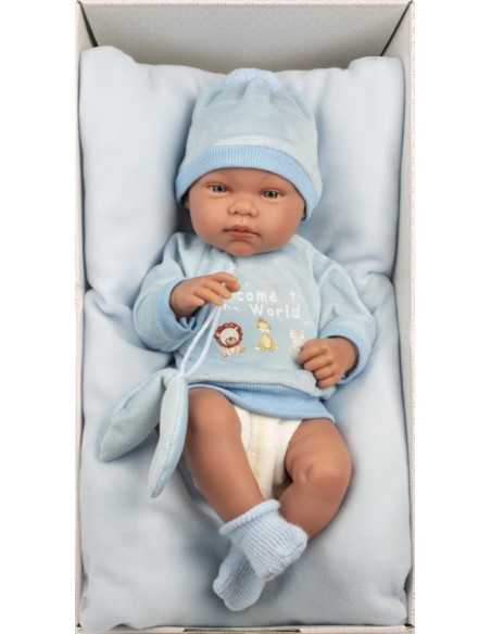 Llorens Doll 43cm- Newborn Baby Doll Tino with Cushion- Blue (84345) Llorens Dolls