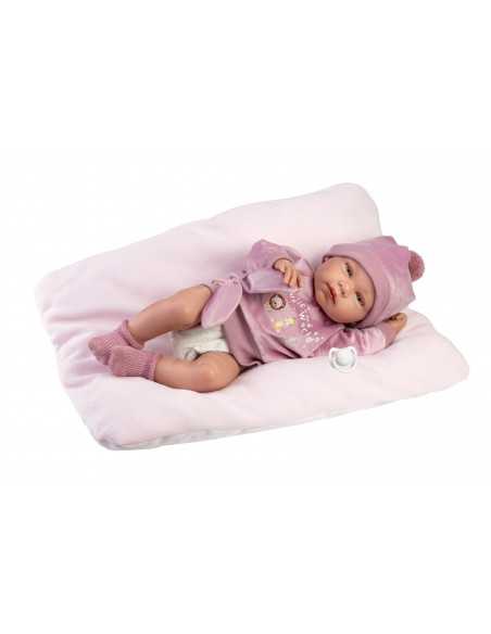Llorens Doll 43cm- Newborn Baby Doll Tina with Cushion- Pink (84346) Llorens Dolls