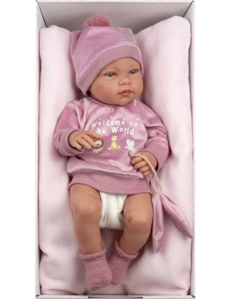 Llorens Doll 43cm- Newborn Baby Doll Tina with Cushion- Pink (84346) Llorens Dolls