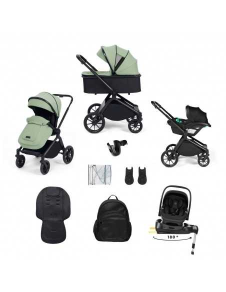 Ickle Bubba Altima 12 Piece Travel System with i Size Nimbus Car Seat & Spin ISOFIX Base-Sage Green