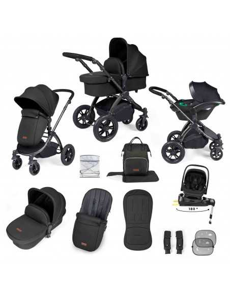 Ickle Bubba Altima 12 Piece Travel System with i Size Nimbus Car Seat & Spin ISOFIX Base-Black Ickle Bubba
