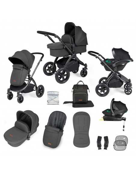 Ickle Bubba Altima 12 Piece Travel System with Maxi Cosi Cabriofix i Size Car Seat & ISOFIX Base-Black Ickle Bubba