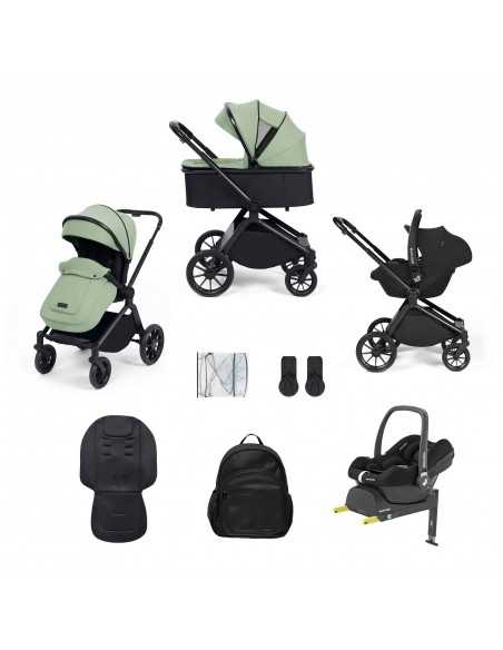 Ickle Bubba Altima 12 Piece Travel System with Maxi Cosi Cabriofix i Size Car Seat & ISOFIX Base-Sage Green