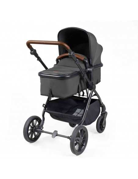 Ickle Bubba Cosmo Black Chassis 9 Piece Travel System with i Size Nimbus Car Seat & Spin ISOFIX Base-Graphite Grey/Tan Ickle Bubba