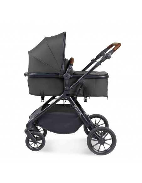 Ickle Bubba Cosmo Black Chassis 9 Piece Travel System with i Size Nimbus Car Seat & Spin ISOFIX Base-Graphite Grey/Tan Ickle Bubba