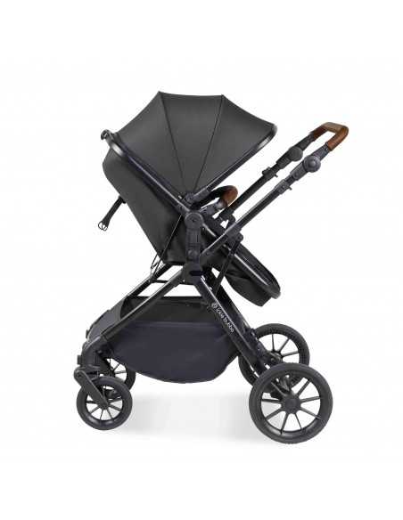 Ickle Bubba Cosmo Black Chassis 9 Piece Travel System with i Size Nimbus Car Seat & Spin ISOFIX Base-Graphite Grey/Tan Ickle Bubba