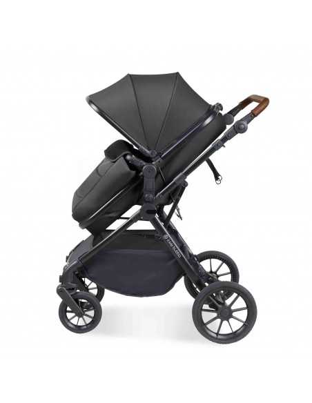 Ickle Bubba Cosmo Black Chassis 9 Piece Travel System with i Size Nimbus Car Seat & Spin ISOFIX Base-Graphite Grey/Tan Ickle Bubba