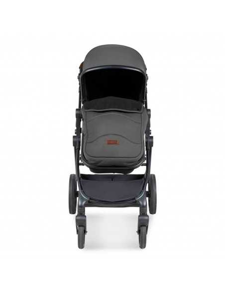 Ickle Bubba Cosmo Black Chassis 9 Piece Travel System with i Size Nimbus Car Seat & Spin ISOFIX Base-Graphite Grey/Tan Ickle Bubba