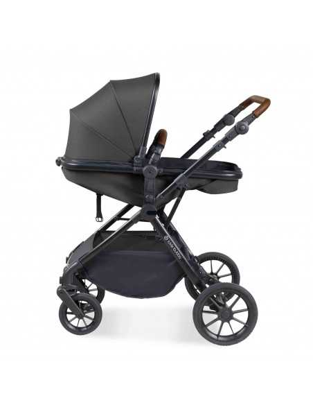 Ickle Bubba Cosmo Black Chassis 9 Piece Travel System with i Size Nimbus Car Seat & Spin ISOFIX Base-Graphite Grey/Tan Ickle Bubba