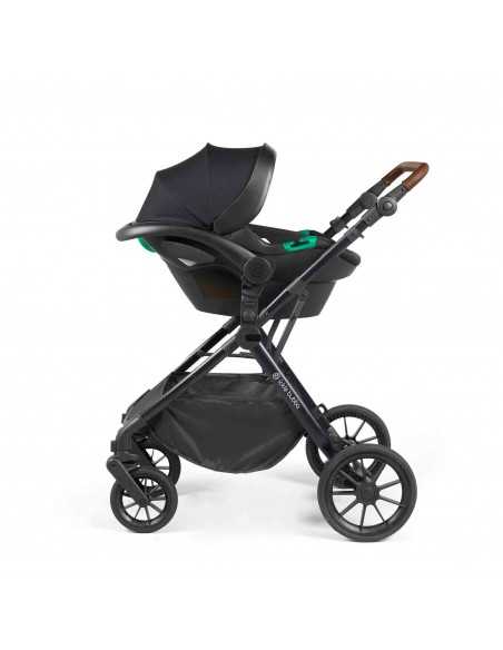 Ickle Bubba Cosmo Black Chassis 9 Piece Travel System with i Size Nimbus Car Seat & Spin ISOFIX Base-Graphite Grey/Tan Ickle Bubba