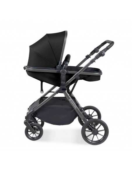 Ickle Bubba Cosmo Gunmetal Chassis 9 Piece Travel System with i Size Nimbus Car Seat & Spin ISOFIX Base-Black/Black Ickle Bubba