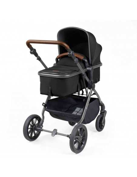 Ickle Bubba Cosmo Gunmetal Chassis 9 Piece Travel System with i Size Nimbus Car Seat & Spin ISOFIX Base-Black/Tan Ickle Bubba