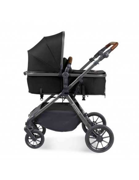 Ickle Bubba Cosmo Gunmetal Chassis 9 Piece Travel System with i Size Nimbus Car Seat & Spin ISOFIX Base-Black/Tan Ickle Bubba
