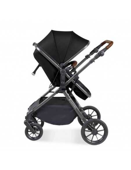 Ickle Bubba Cosmo Gunmetal Chassis 9 Piece Travel System with i Size Nimbus Car Seat & Spin ISOFIX Base-Black/Tan Ickle Bubba