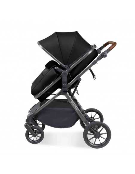 Ickle Bubba Cosmo Gunmetal Chassis 9 Piece Travel System with i Size Nimbus Car Seat & Spin ISOFIX Base-Black/Tan Ickle Bubba