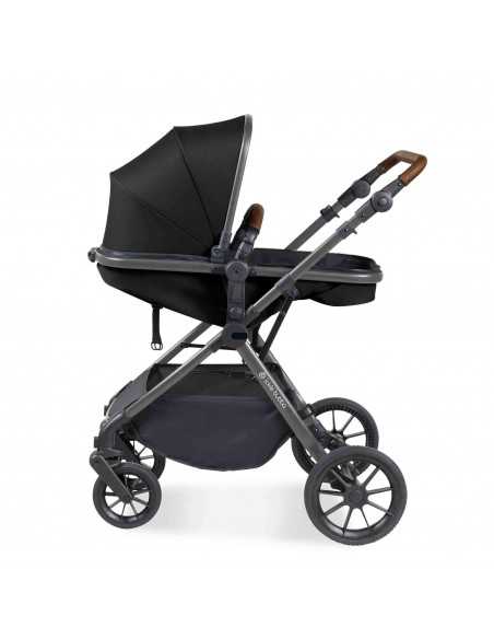 Ickle Bubba Cosmo Gunmetal Chassis 9 Piece Travel System with i Size Nimbus Car Seat & Spin ISOFIX Base-Black/Tan Ickle Bubba