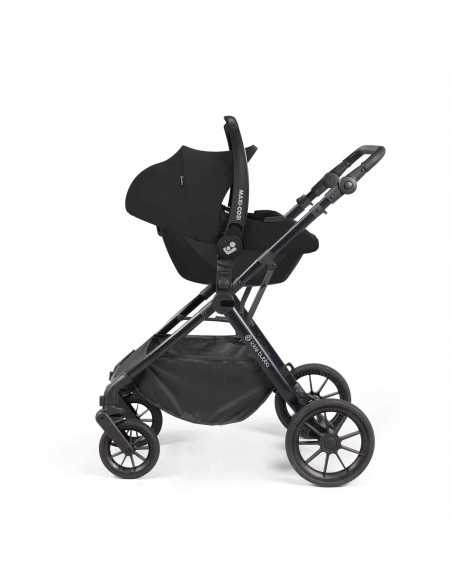 Ickle Bubba Cosmo Black Chassis 9 Piece Travel System with Maxi Cosi Cabriofix i Size Car Seat & ISOFIX Base-Graphite Grey/Black Ickle Bubba