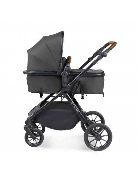 Ickle Bubba Cosmo Black Chassis 9 Piece Travel System with Maxi Cosi Cabriofix i Size Car Seat & ISOFIX Base-Graphite Grey/Tan Ickle Bubba
