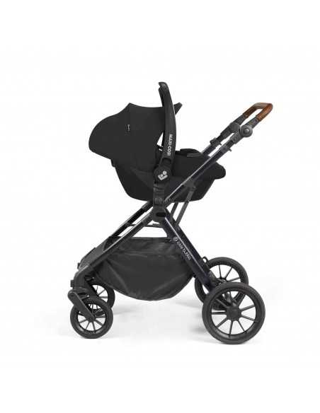 Ickle Bubba Cosmo Black Chassis 9 Piece Travel System with Maxi Cosi Cabriofix i Size Car Seat & ISOFIX Base-Graphite Grey/Tan Ickle Bubba