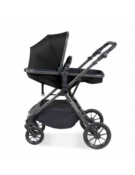 Ickle Bubba Cosmo Gunmetal Chassis 9 Piece Travel System with Maxi Cosi Cabriofix i Size Car Seat & ISOFIX Base-Black/Black Ickle Bubba