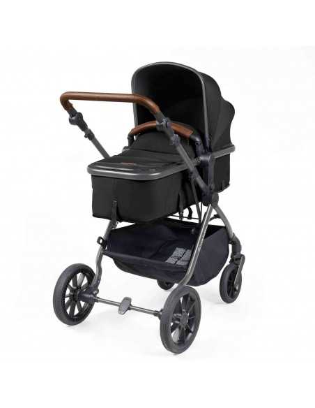 Ickle Bubba Cosmo Gunmetal Chassis 9 Piece Travel System with Maxi Cosi Cabriofix i Size Car Seat & ISOFIX Base-Black/Tan Ickle Bubba