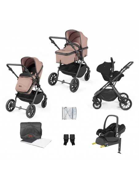 Ickle Bubba Cosmo Gunmetal Chassis 9 Piece Travel System with Maxi Cosi Cabriofix i Size Car Seat & ISOFIX Base-Desert/Black Ickle Bubba