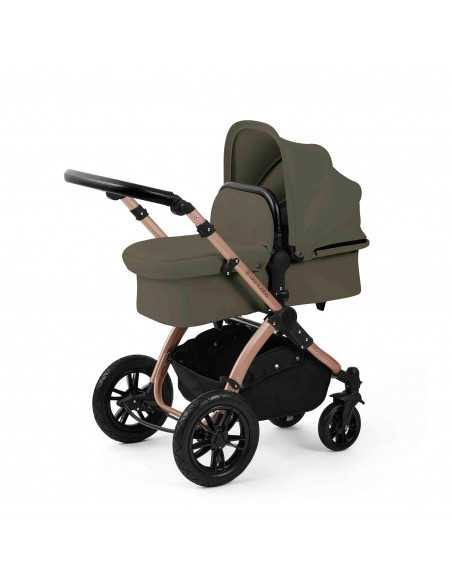 Ickle Bubba Stomp Luxe 12 Piece Travel System with i Size Nimbus Car Seat & Spin ISOFIX Base-Bronze/Woodland/Black Ickle Bubba
